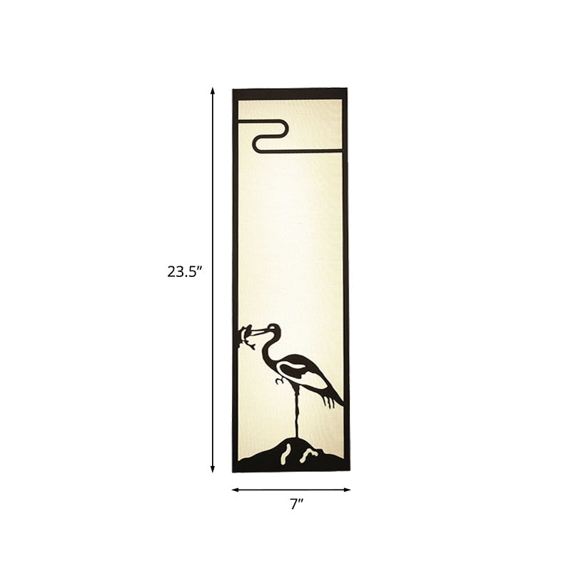Frendorf | 3-Lichts Slaapkamer Kraan Wandgemonteerde Lamp Oriental Style Zwart Muur Lamp met Cuboïde Stoffen Shade