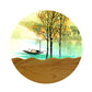 Frendorf | 9.5"/11" Breite Metall Runde Wandmural Licht Asien Stil LED Holz Wandmontierte Beleuchtung mit Boot und Baum Muster