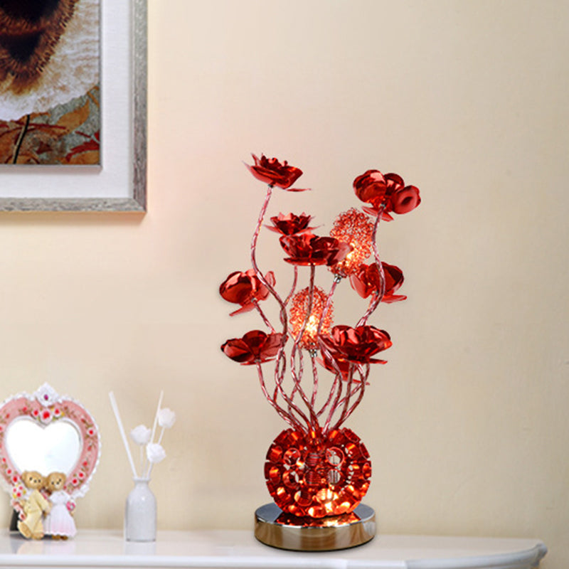 Frendorf | Curverose – Stilvolle rote Rosen-LED-Tischlampe