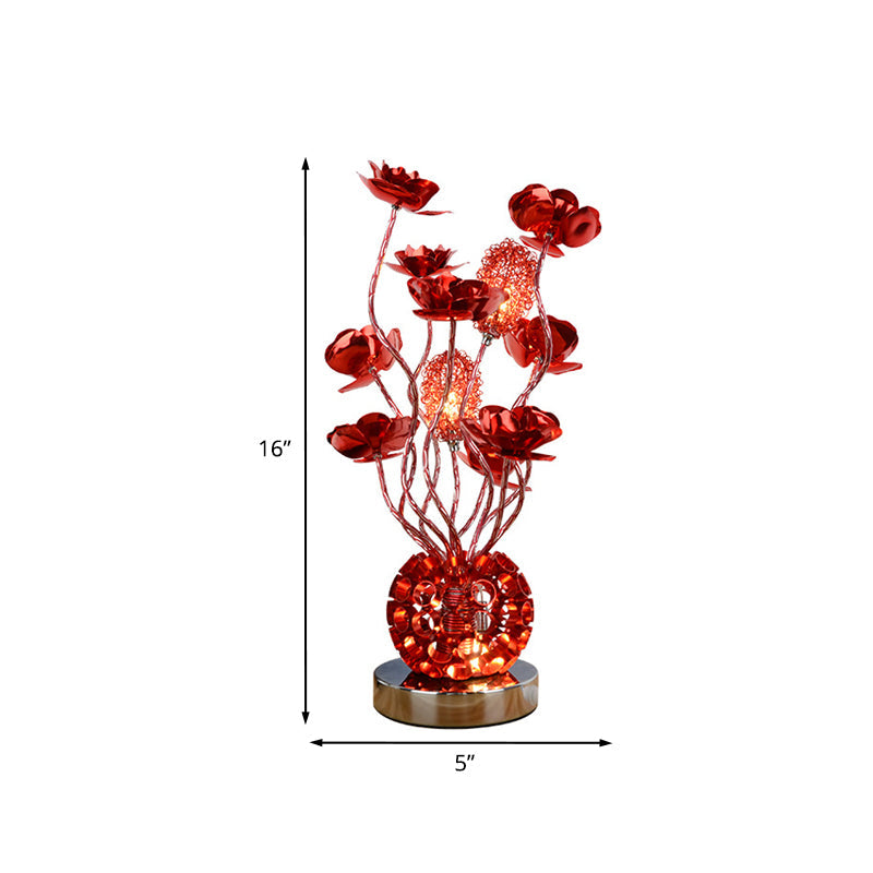 Frendorf | Curverose – Stilvolle rote Rosen-LED-Tischlampe