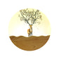 LED Nachttisch Wandbeleuchtung Idee Minimalistischer Stil Holz Elch Reh und Baum Muster Wandlampe mit runder Metallabdeckung