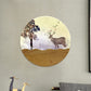 LED Nachttisch Wandbeleuchtung Idee Minimalistischer Stil Holz Elch Reh und Baum Muster Wandlampe mit runder Metallabdeckung