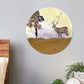 LED Nachttisch Wandbeleuchtung Idee Minimalistischer Stil Holz Elch Reh und Baum Muster Wandlampe mit runder Metallabdeckung