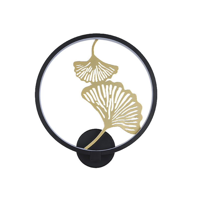 Frendorf | Zwart/Wit Circulaire Ginkgo Muurverlichting Moderne LED Metalen Wandverlichting Idee voor Woonkamer, Warm/Wit Licht