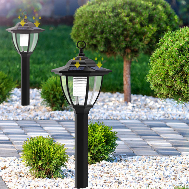 Traditionelle Bauernhaus wasserdichte Solarlaternen Kunststoff Erdstöpsel LED Landschaftslicht für den Garten