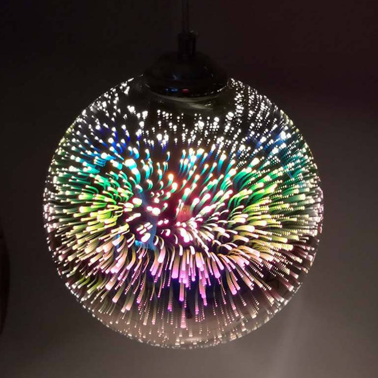 Frendorf | ElysianSpark 3D Creative LED Kronleuchter | 2/3 Lichter | Feuerwerksglas-Dome | Modernes Design | Stimmungslicht für Zuhause