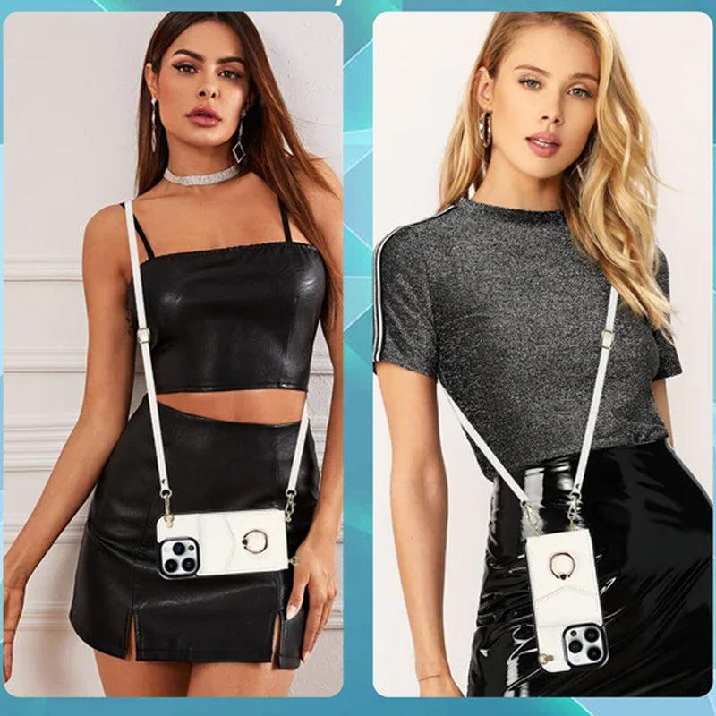 Frendorf | Leder Geldbörse Hülle mit Ring & Lanyard für iPhone