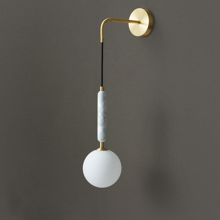 Frendorf | Marbelis Sphere LED Wandleuchte | Moderner Luxus | Marmor-Arm & Kugelschirm | Dekorative Beleuchtung