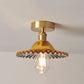 Frendorf | Lotuvia Japanische Vintage Deckenleuchte | Glas & Messing | Lotus Design | Semi-Flush-Mount