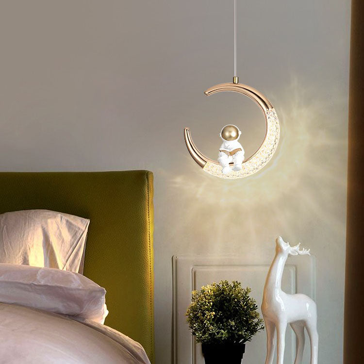 Frendorf | AstroMoon Kinder LED Pendelleuchte | Kreatives Astronautendesign | Mondlicht | Stimmungsvolle Beleuchtung