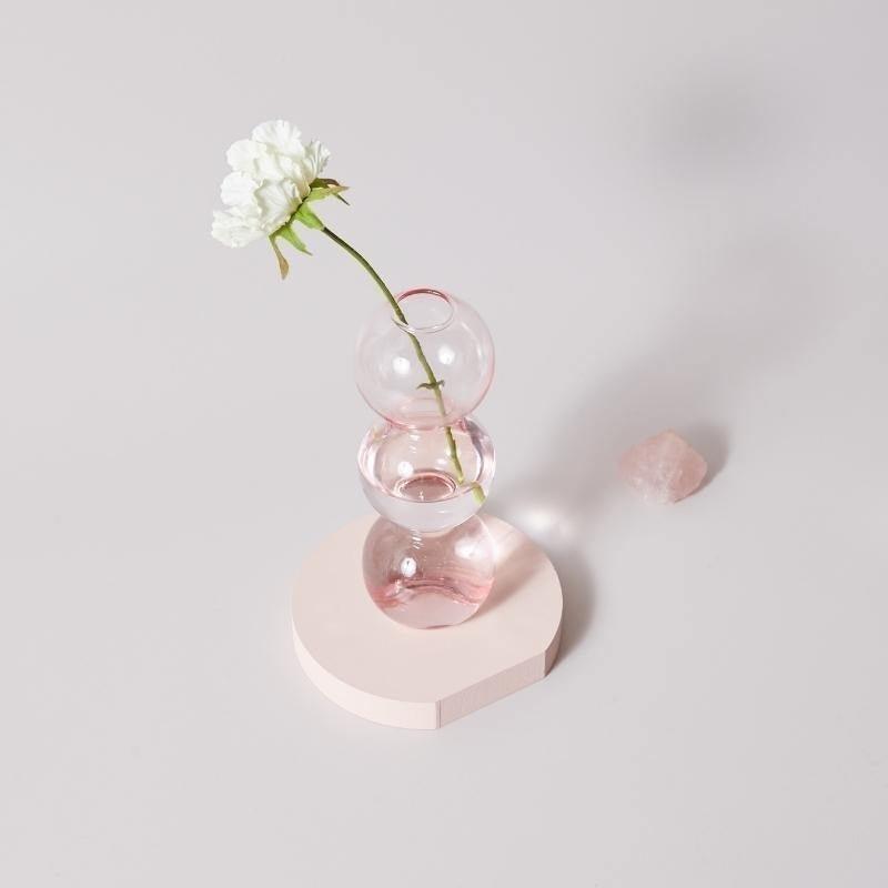 Frendorf | Rosivina Pink Glas Kerzenhalter & Vasen Set | Elegantes Design | Vielseitige Tischdekoration