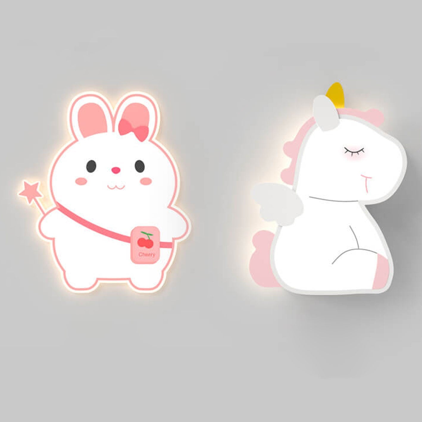 Frendorf | GlowBunny LED Kinder Wandleuchte | Kreatives Design | Einhorn & Hase | Dimmbar & Modern
