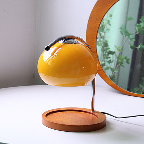 Frendorf | Melva Vintage Glasdom-Lampe mit Holzsockel | Schmelzendes Wachs | Dimmer | Stimmungslicht | Deko für Zuhause
