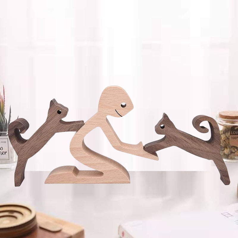 Frendorf | Geschenk für Tierliebhaber - Holzskulptur Tischornamente - Die Liebe zwischen Ihnen und Ihrem pelzigen Freund