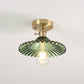 Frendorf | Lotuvia Japanische Vintage Deckenleuchte | Glas & Messing | Lotus Design | Semi-Flush-Mount