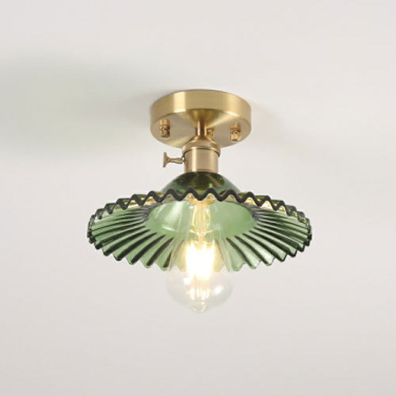 Frendorf | Lotuvia Japanische Vintage Deckenleuchte | Glas & Messing | Lotus Design | Semi-Flush-Mount