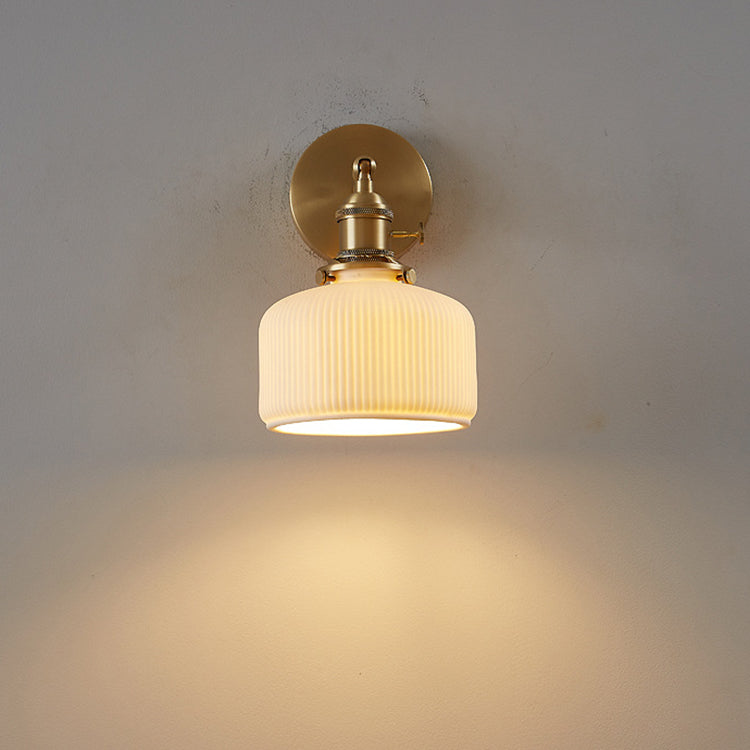Frendorf | StripoLux Moderne Wandlampe | Minimalistische Keramik-Wandleuchte | Streifendesign | Ambientebeleuchtung