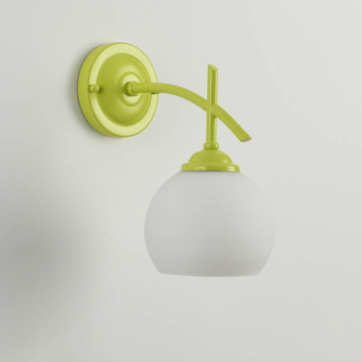 Modern Art Deco Round Glass Metal 1-Light Wall Sconce Lamp For Bedroom