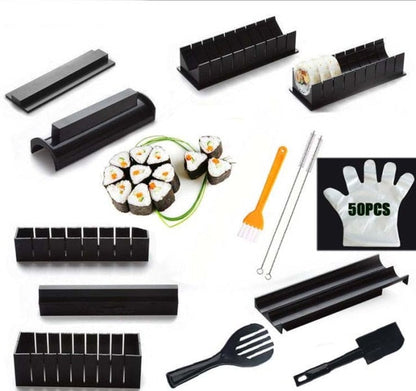 Frendorf | 11 Stück Set Sushi Maker Ausrüstungsset, Japanische Reisbällchen Kuchenrolle Mold