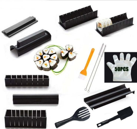 Frendorf | 11 Stück Set Sushi Maker Ausrüstungsset, Japanische Reisbällchen Kuchenrolle Mold