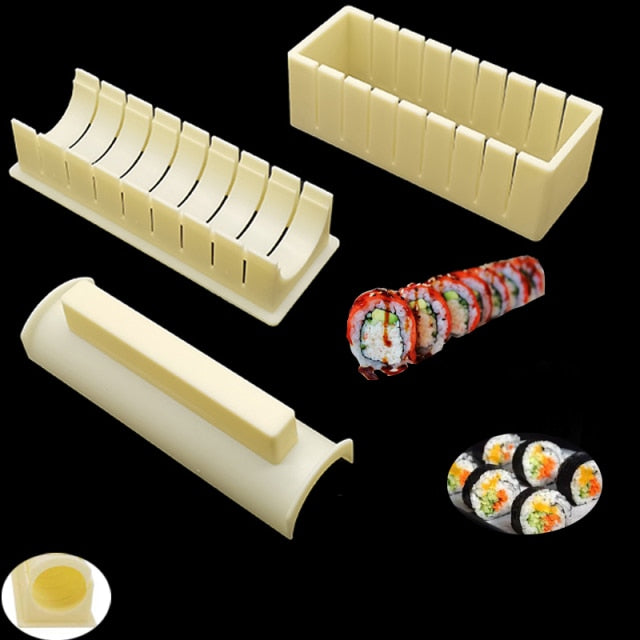 Frendorf | 11 Stück Set Sushi Maker Ausrüstungsset, Japanische Reisbällchen Kuchenrolle Mold