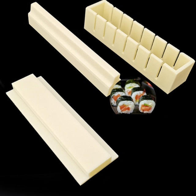 Frendorf | 11 Stück Set Sushi Maker Ausrüstungsset, Japanische Reisbällchen Kuchenrolle Mold