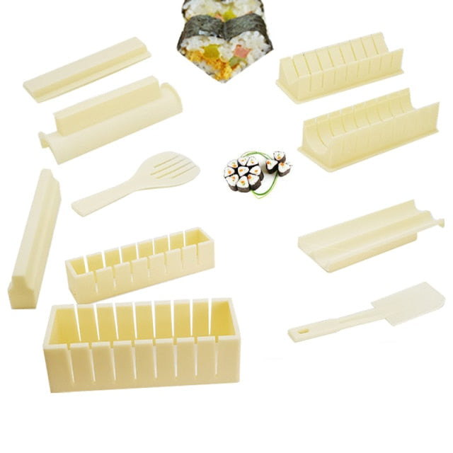 Frendorf | 11 Stück Set Sushi Maker Ausrüstungsset, Japanische Reisbällchen Kuchenrolle Mold