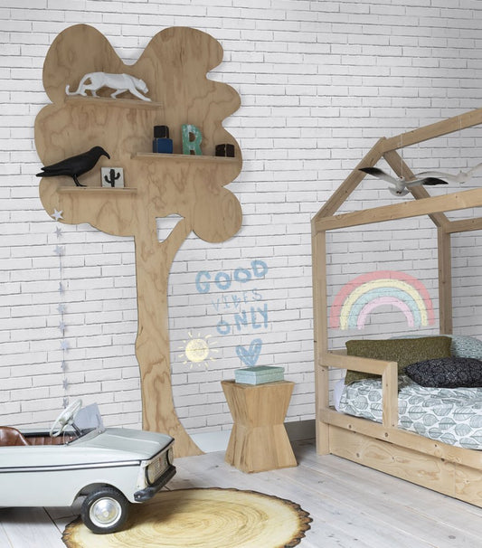 Frendorf | Graue Schreibtafel Vlieswandtapete Ziegel Dekor GV24217, Good Vibes, Decoprint