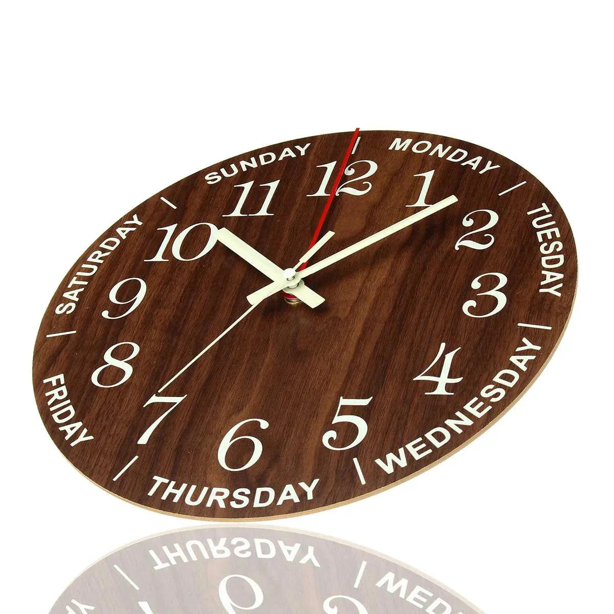12 Zoll Leuchtende Wanduhr Holz Silent Licht in dunkler Nacht Nordischer Mode Wanduhr Geräuschlose Uhr mit Nachtlicht Geschenk
