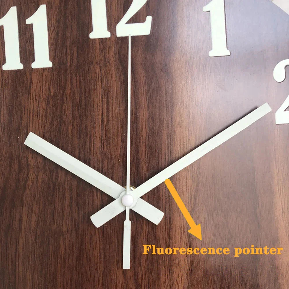 12 Zoll Leuchtende Wanduhr Holz Lautlos Licht in dunkler Nacht Nordische Mode Wanduhr Geräuschlos Uhr Mit Nachtlicht