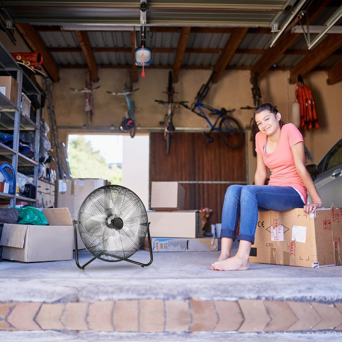 Frendorf | 12" Standventilator Kupfermotor Hochgeschwindigkeits mit 3 verstellbaren Geschwindigkeiten