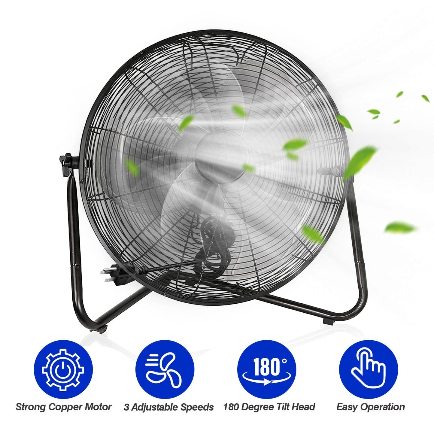 Frendorf | 12" Standventilator Kupfermotor Hochgeschwindigkeits mit 3 verstellbaren Geschwindigkeiten