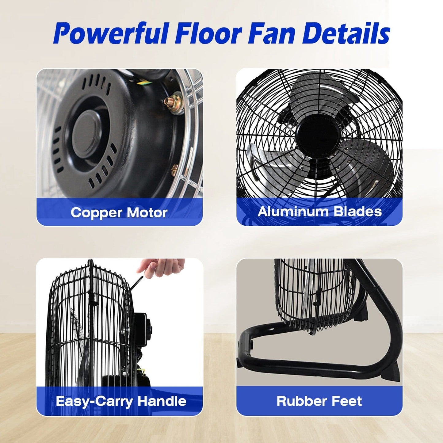 Frendorf | 12" Standventilator Kupfermotor Hochgeschwindigkeits mit 3 verstellbaren Geschwindigkeiten