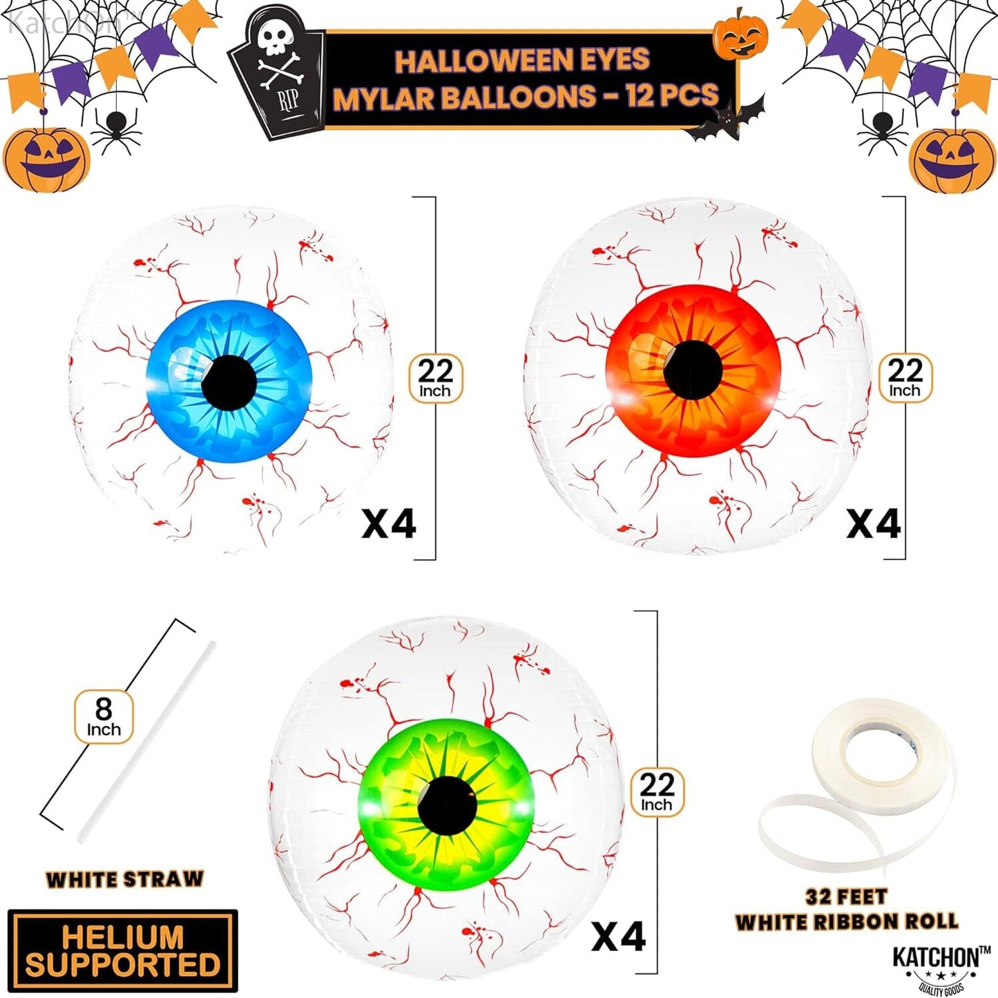 Frendorf | 12er-Pack: 22-Zoll Halloween-Augenballons