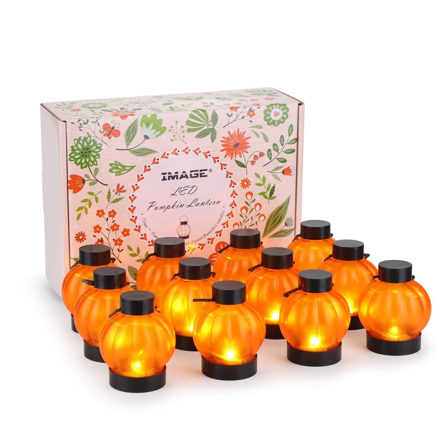 Frendorf | 12-Pack: LED Kürbis Teelichter Rauchfreie Kerzen
