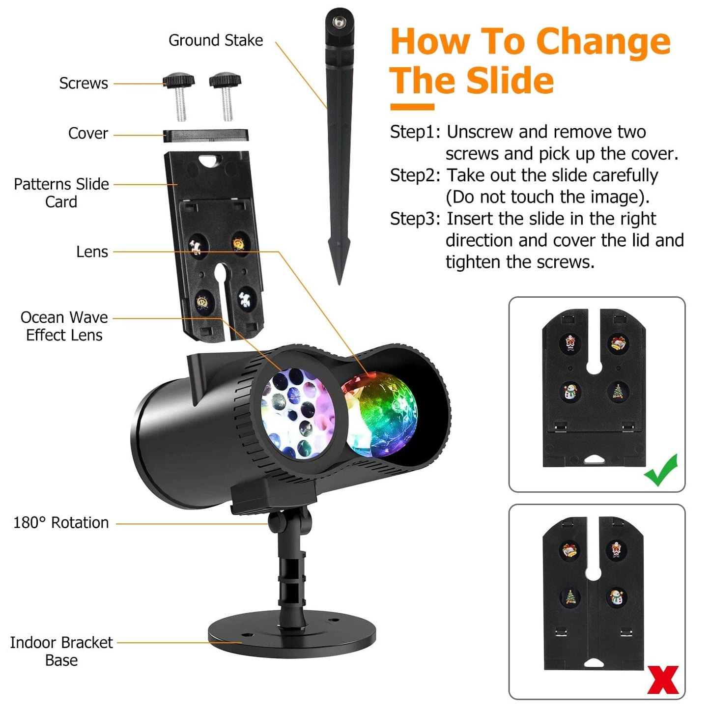 Frendorf | 12 Muster LED Projektorlichter IP65 wasserdichter Ozeanwellenprojektorlampe mit Fernbedienung Timer