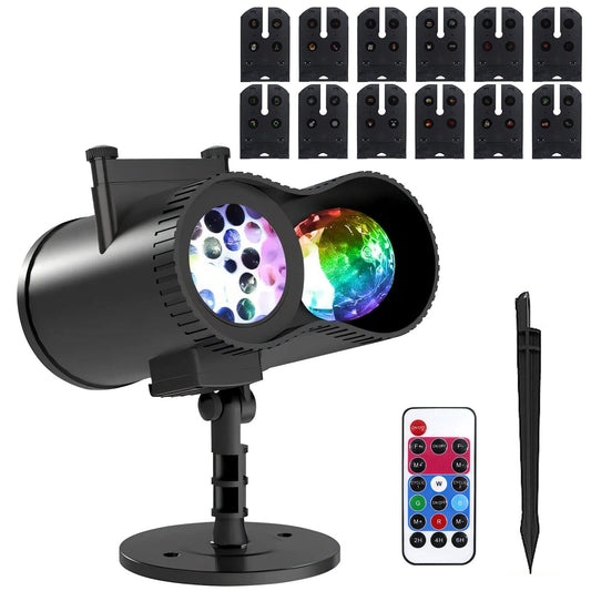 Frendorf | 12 Muster LED Projektorlichter IP65 wasserdichter Ozeanwellenprojektorlampe mit Fernbedienung Timer