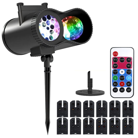 Frendorf | 12 Muster LED Projektorlichter IP65 wasserdichter Ozeanwellenprojektorlampe mit Fernbedienung Timer