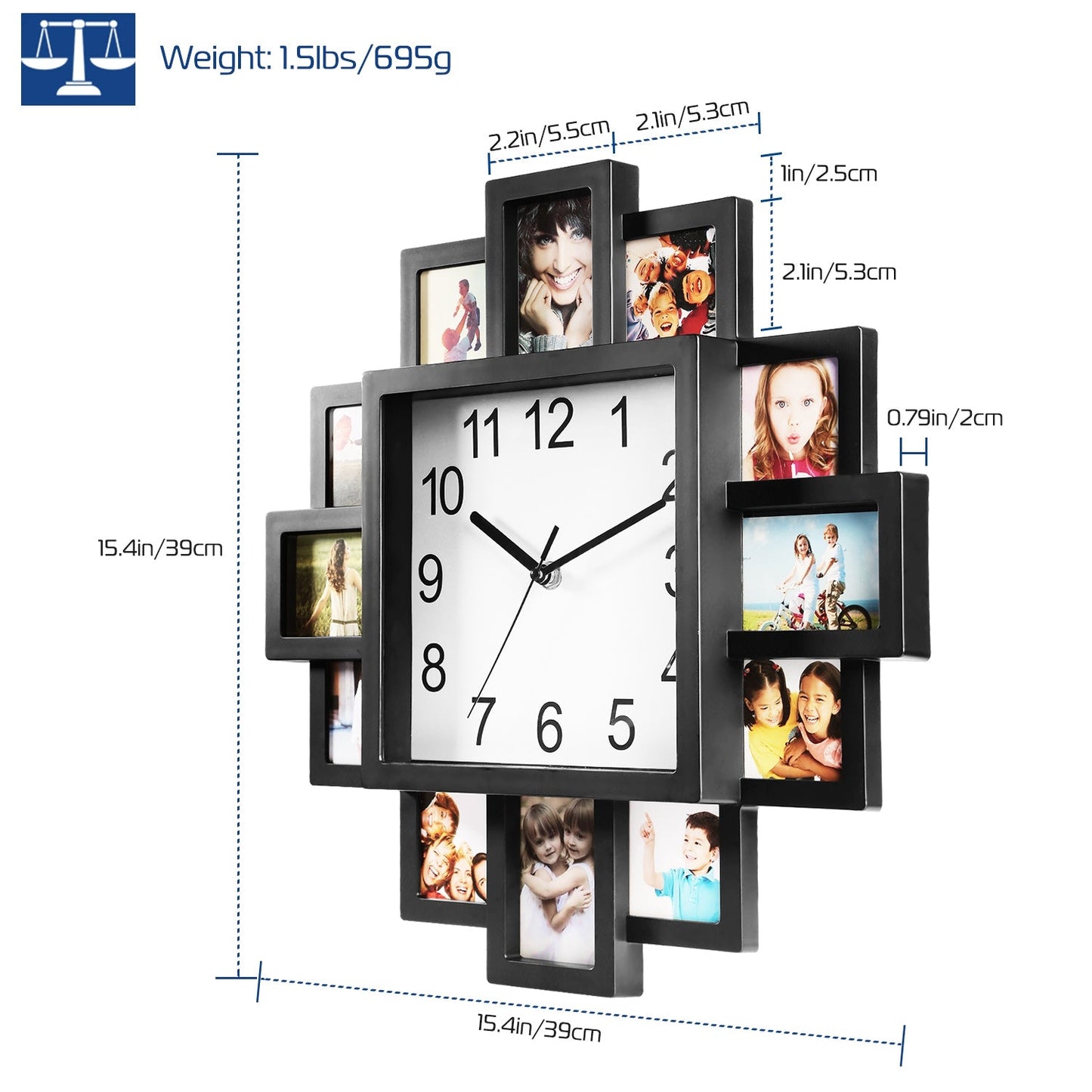 Frendorf | 12-Bilder Display Wanduhr