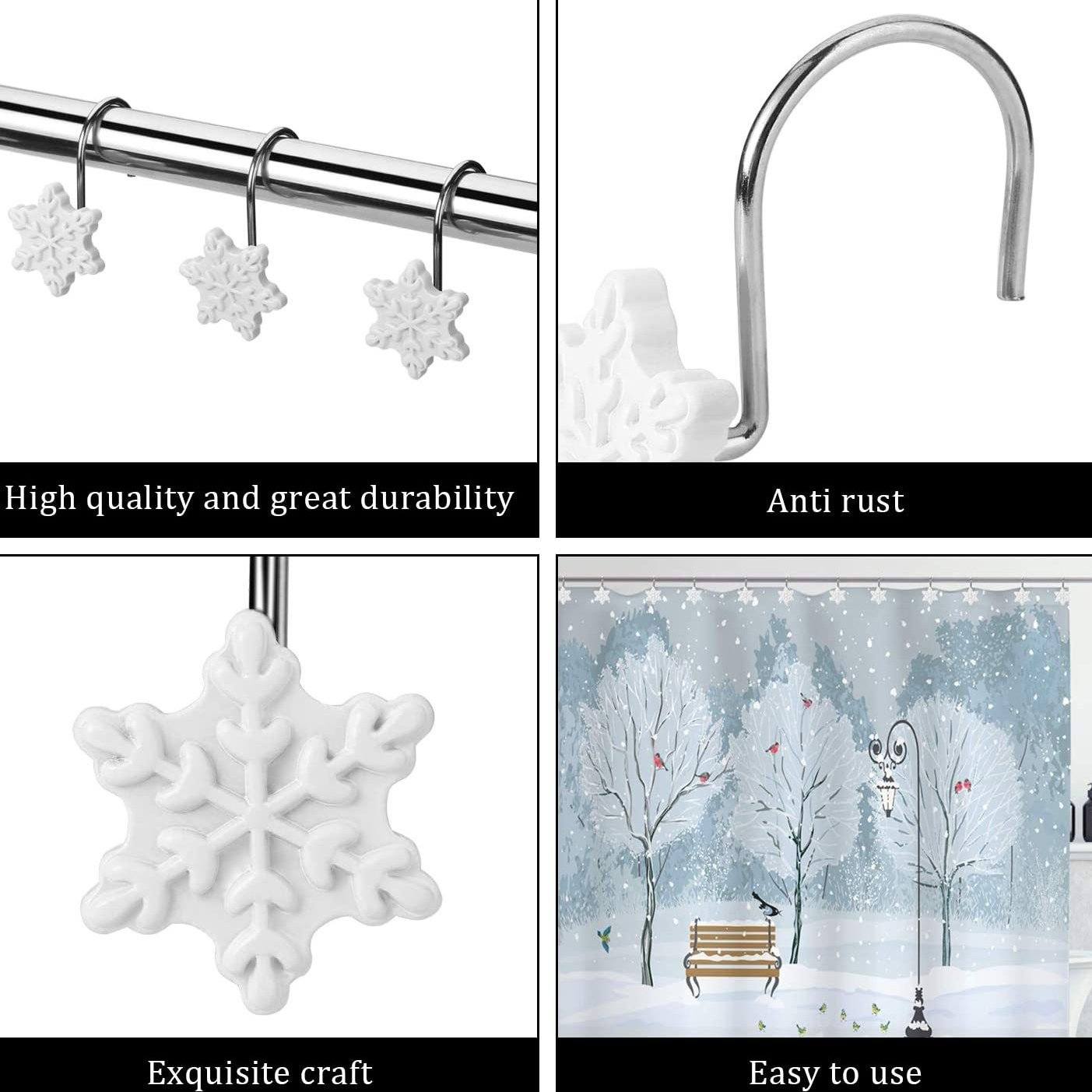 Frendorf | 12-Teile: Weihnachts-Duschvorhang Anti-Rost Haken