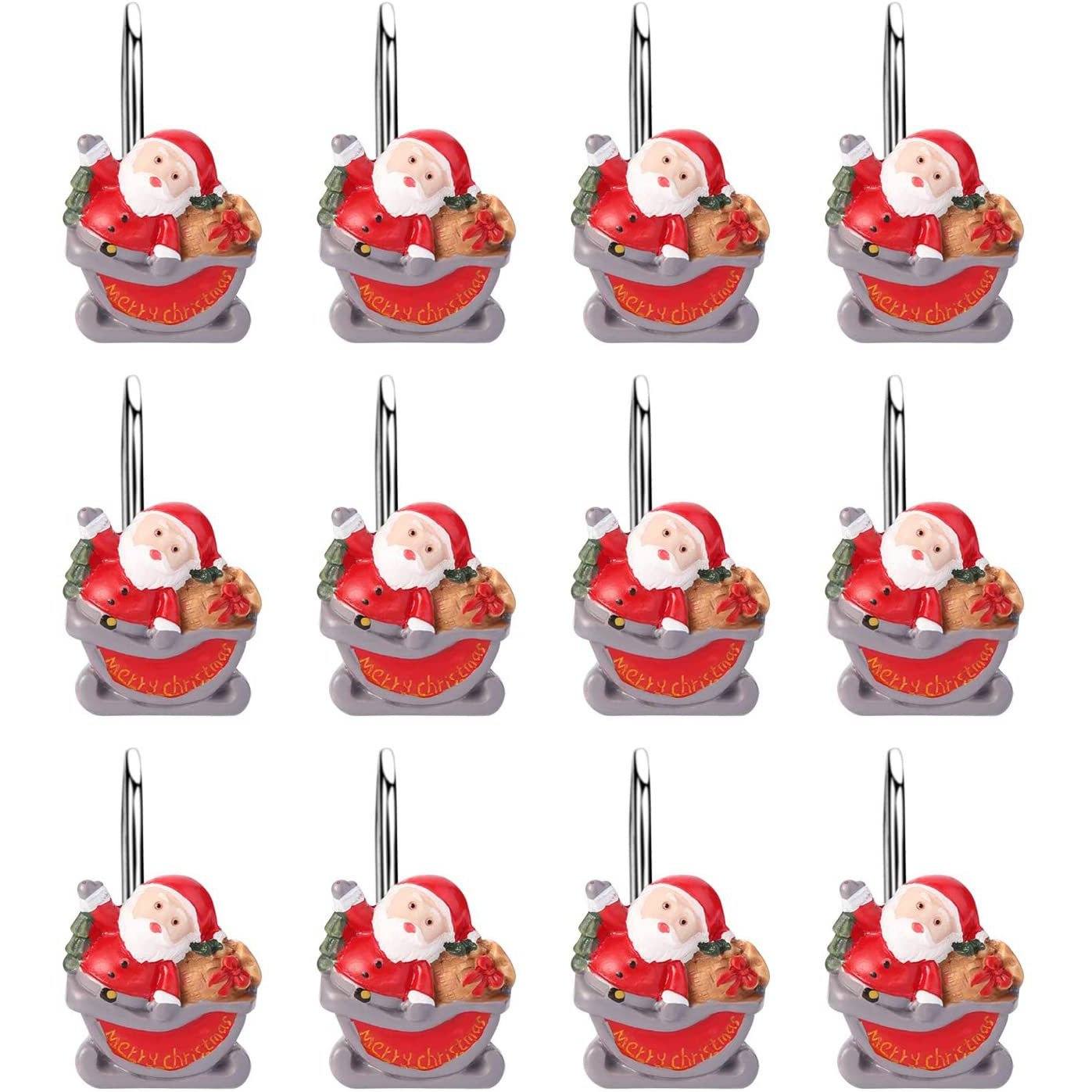 Frendorf | 12-Teile: Weihnachts-Duschvorhang Anti-Rost Haken