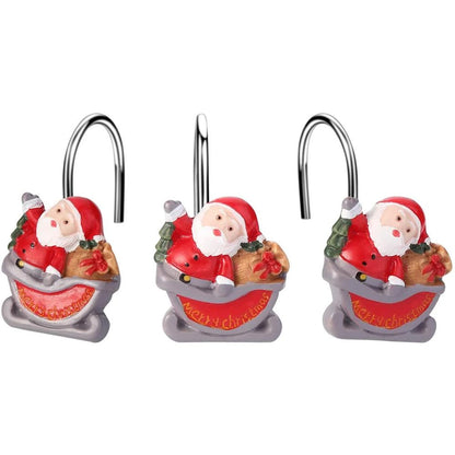 Frendorf | 12-Teile: Weihnachts-Duschvorhang Anti-Rost Haken