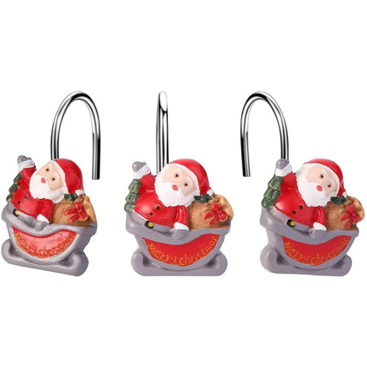 Frendorf | 12-Teile: Weihnachts-Duschvorhang Anti-Rost Haken