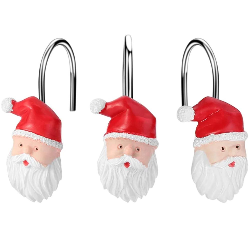 Frendorf | 12-Teile: Weihnachts-Duschvorhang Anti-Rost Haken