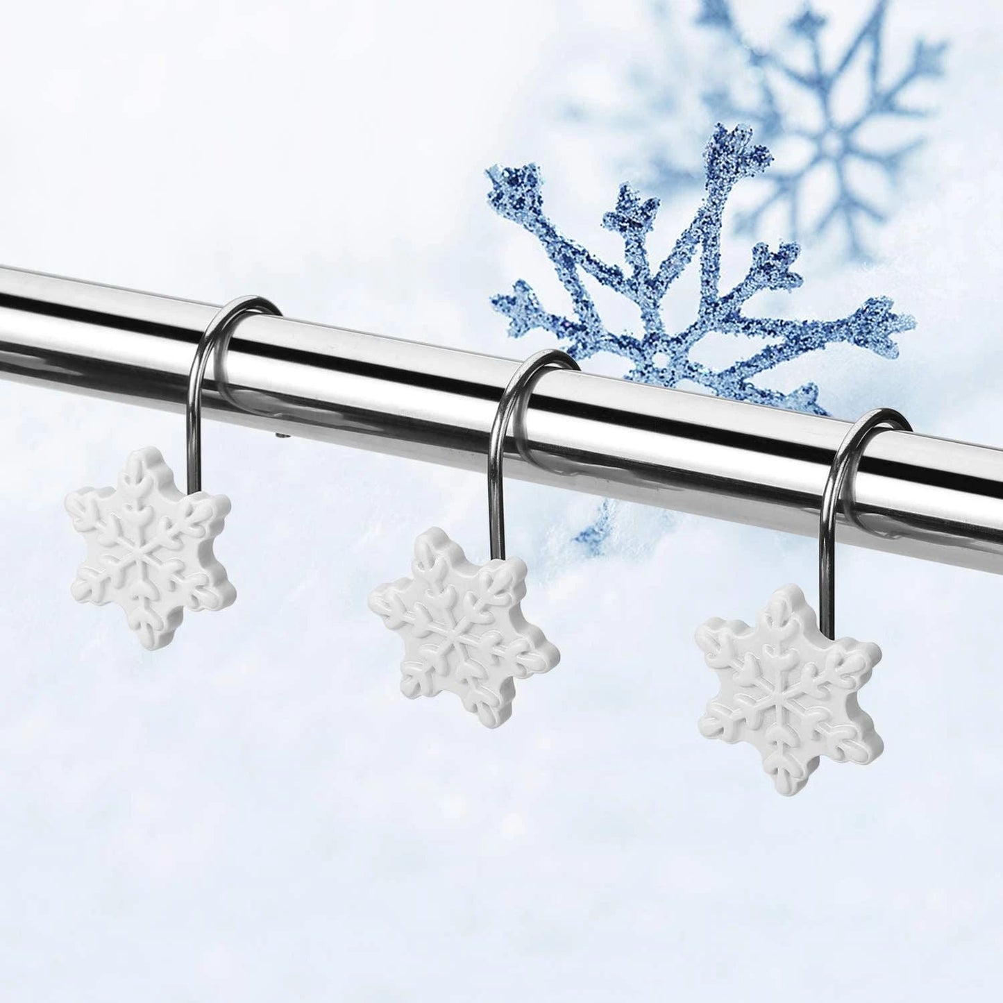Frendorf | 12-Teile: Weihnachts-Duschvorhang Anti-Rost Haken