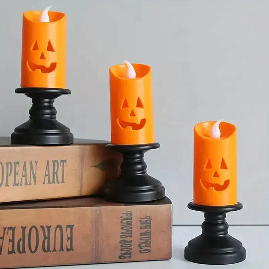 Frendorf | 12-Teilig: Halloween LED Kürbis Kronleuchter Kerzen