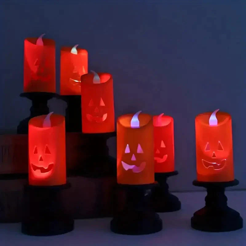 Frendorf | 12-Teilig: Halloween LED Kürbis Kronleuchter Kerzen