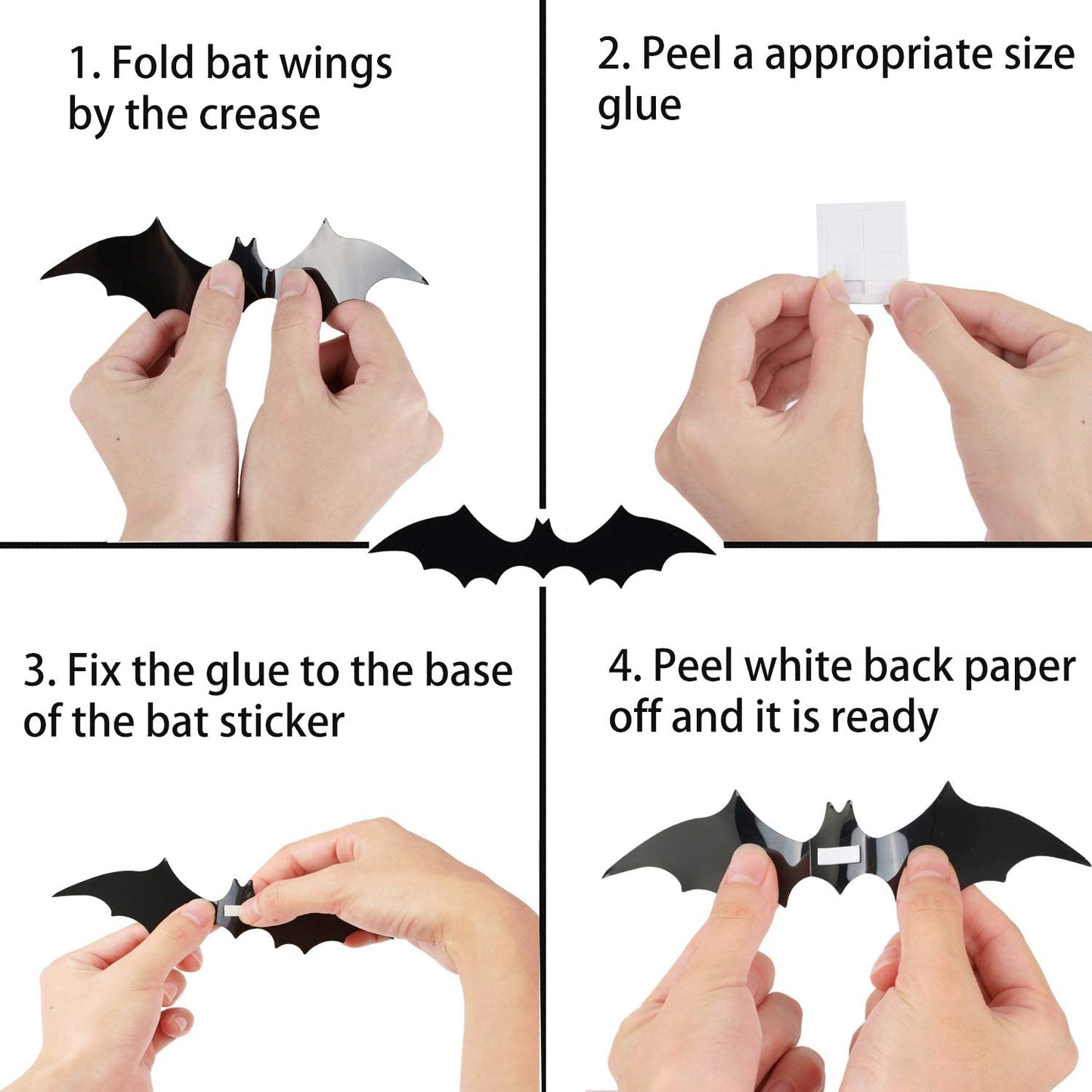 Frendorf | 120-Teile: 3D Fledermaus Halloween Dekorationsaufkleber