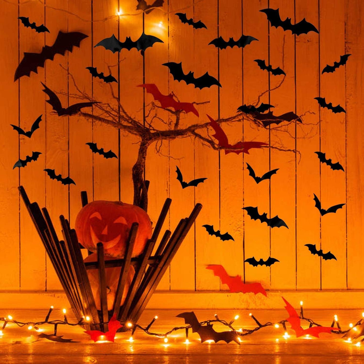 Frendorf | 120-Teile: 3D Fledermaus Halloween Dekorationsaufkleber