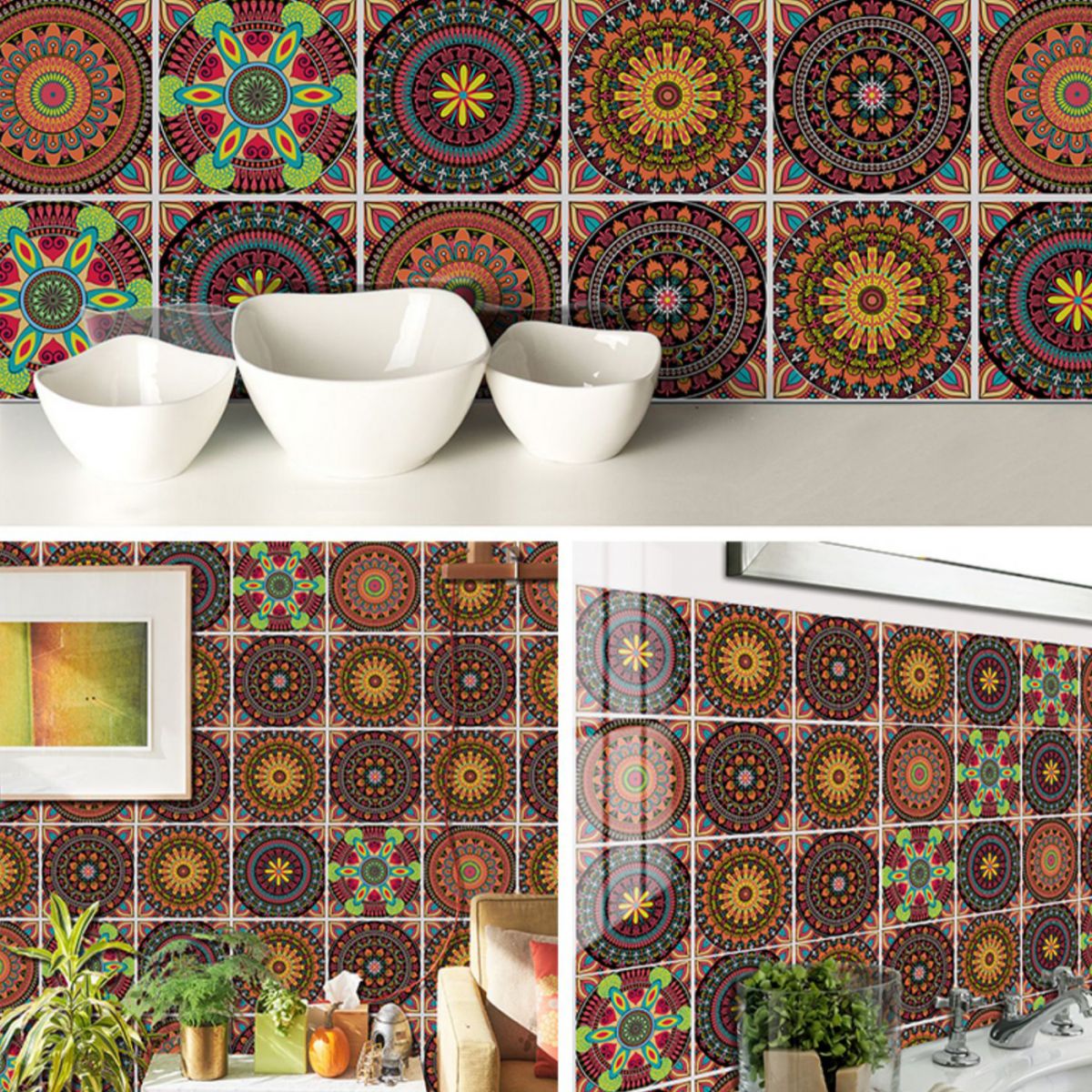 Frendorf | PVC Peel & Stick Mosaikfliese Quadrat Mosaikfliesen Tapete mit wasserdicht